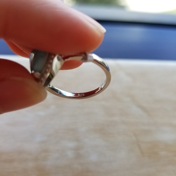 Natural Pear Larimar and Sterling Ring - Picture 4 of 6